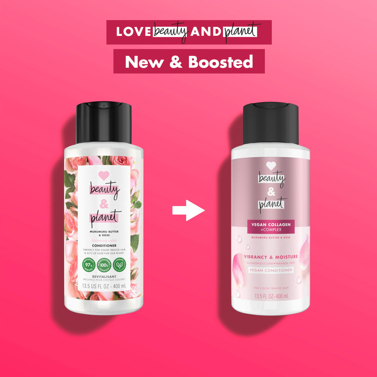 Love Beauty And Planet bottle in hand to show real size and easy use benefit