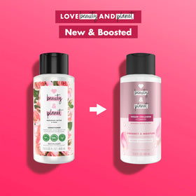 Love Beauty And Planet bottle in hand to show real size and easy use benefit