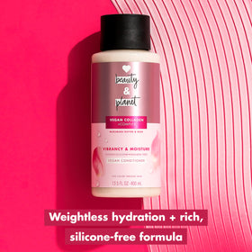 Love Beauty And Planet creamy conditioner texture on dispensed palm for easy application
