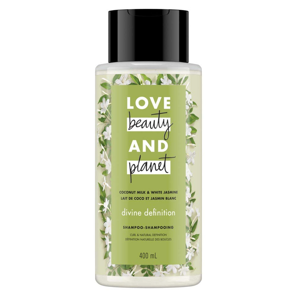 Love Beauty And Planet front packaging showing coconut milk and jasmine for gentle cleansing