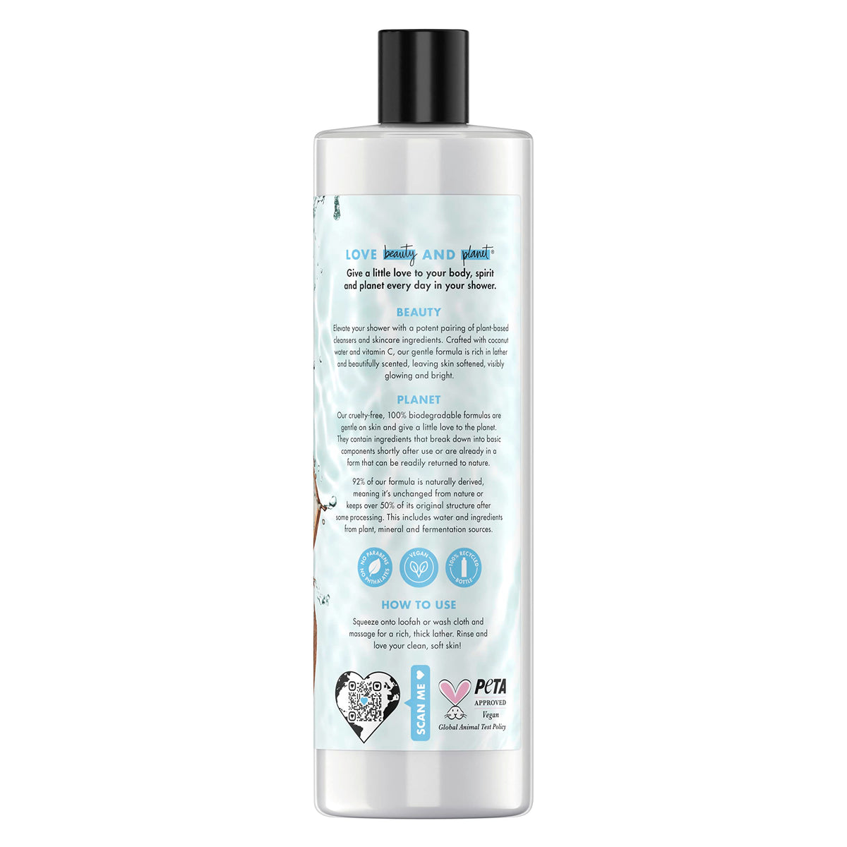 Love Beauty and Planet rich lather closeup demonstrating gentle, hydrating foam