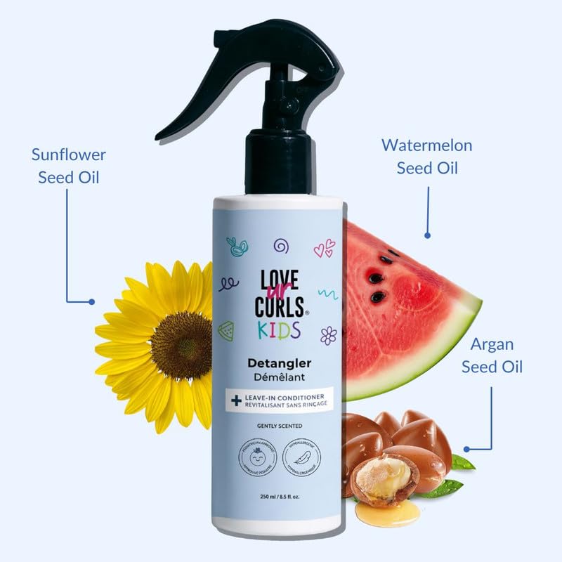 Love Ur Curls bottle held in hand to show 250 mL size and scale