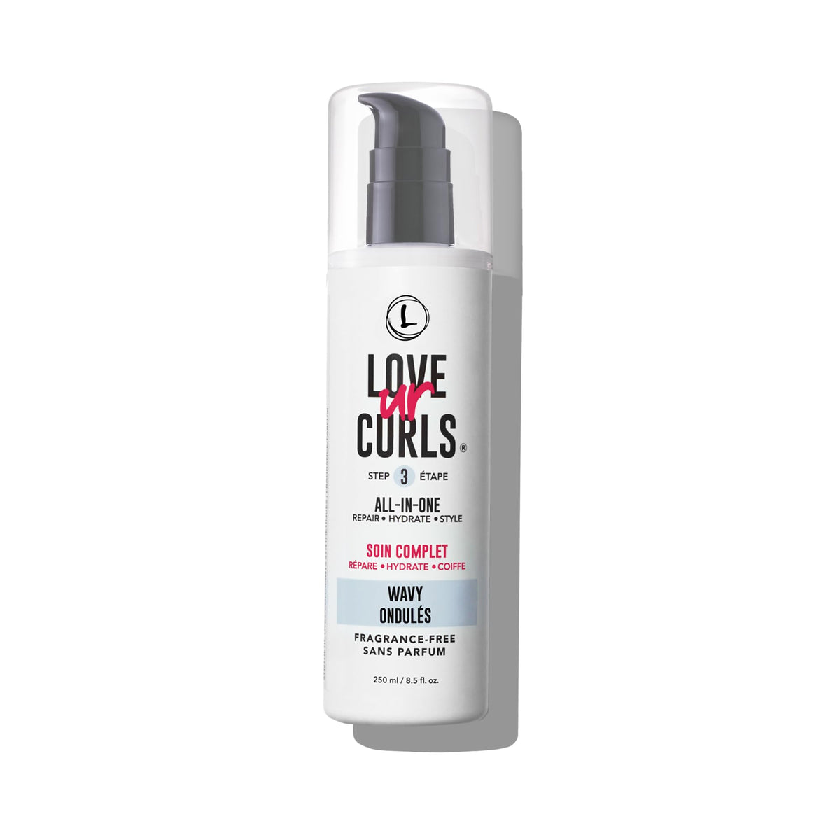Love Ur Curls front jar showing label and 250mL size, highlights clean styling