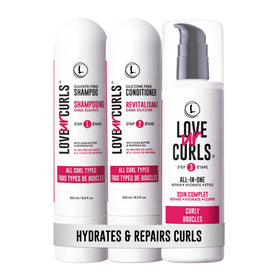 Love Ur Curls front packaging showing trio set and product benefits
