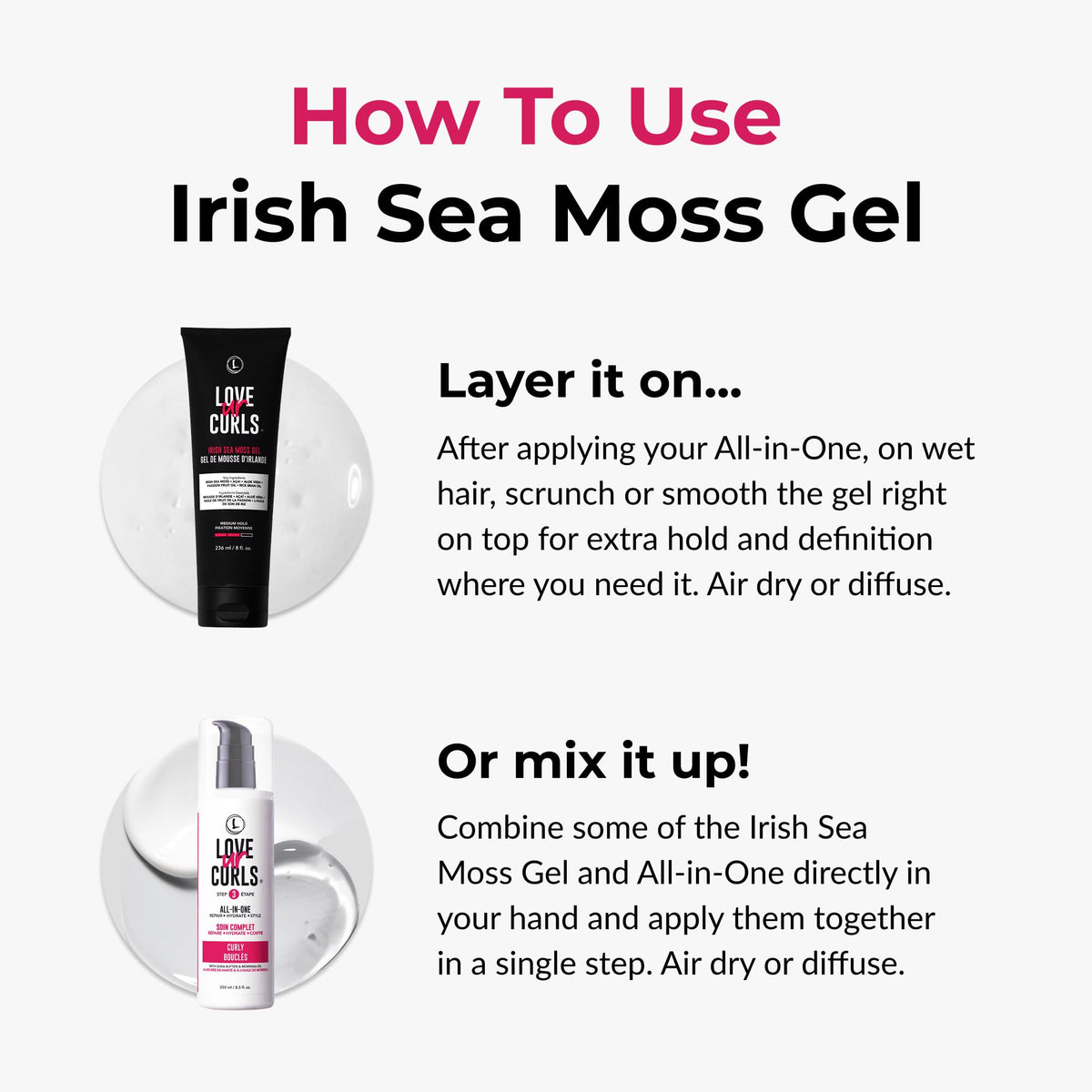 Love Ur Curls on a bathroom shelf in a lifestyle setting suggesting everyday routine use
