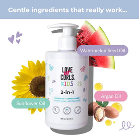 Love Ur Curls LUCK bottle next to toothbrush showing 300 mL scale