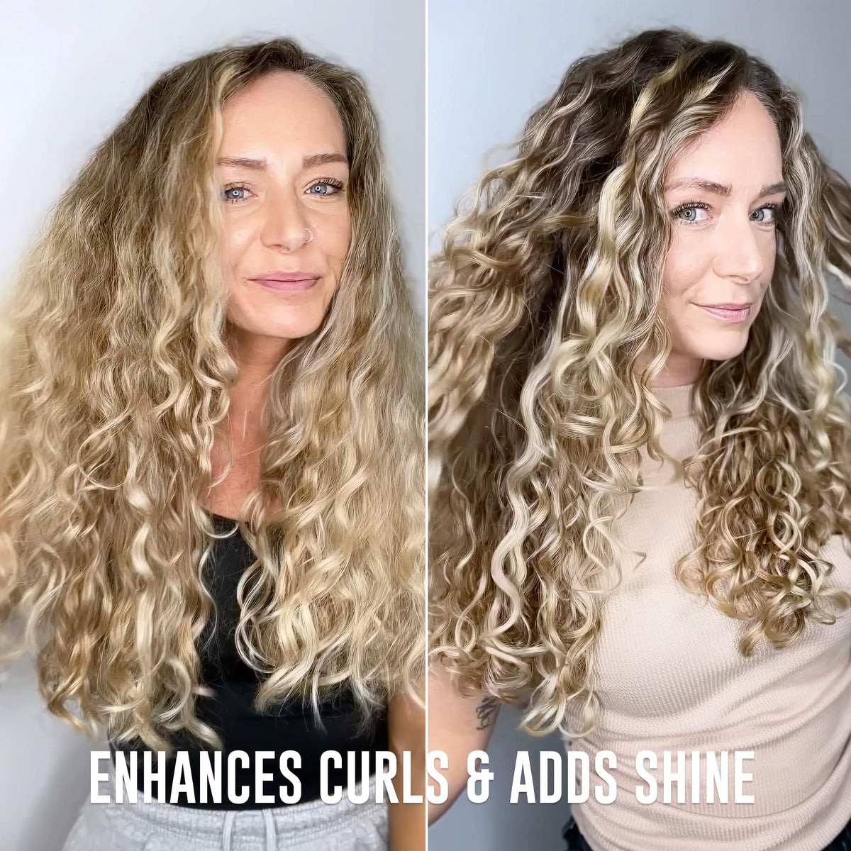 Love Ur Curls small amount on palm illustrating how little product delivers definition