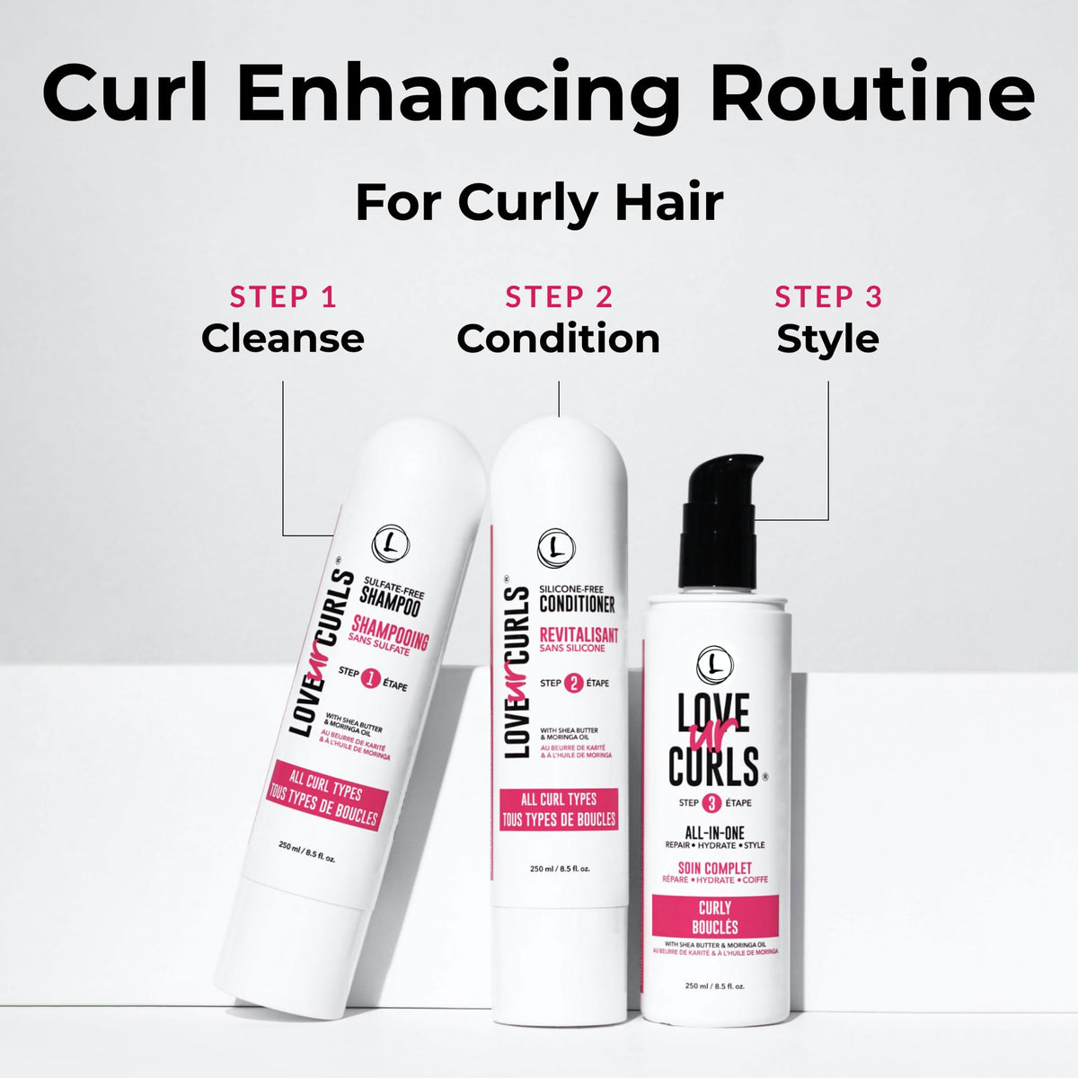 Love Ur Curls pump dispenser close-up for easy, mess-free use