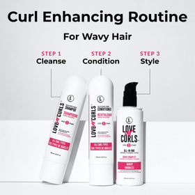 Love Ur Curls shampoo bottle upright highlighting gentle cleansing and shine
