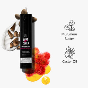 Love Ur Curls 50mL bottle in hand illustrating travel-friendly size