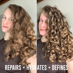 Love Ur Curls all-in-one styler texture close-up showing lightweight, non-sticky cream