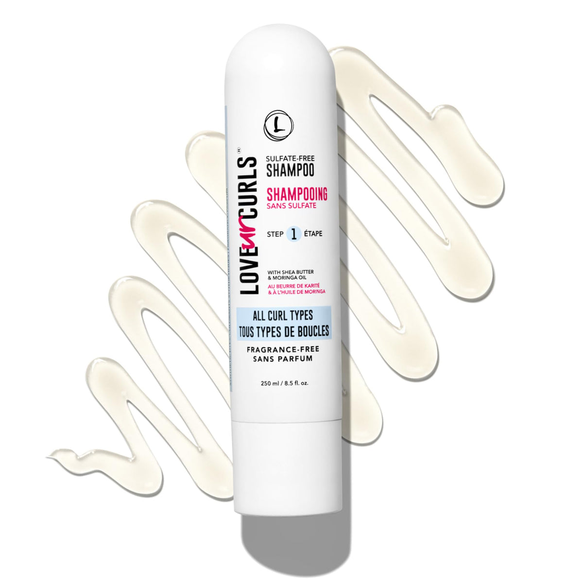 Love Ur Curls texture close-up showing creamy concentrated shampoo consistency