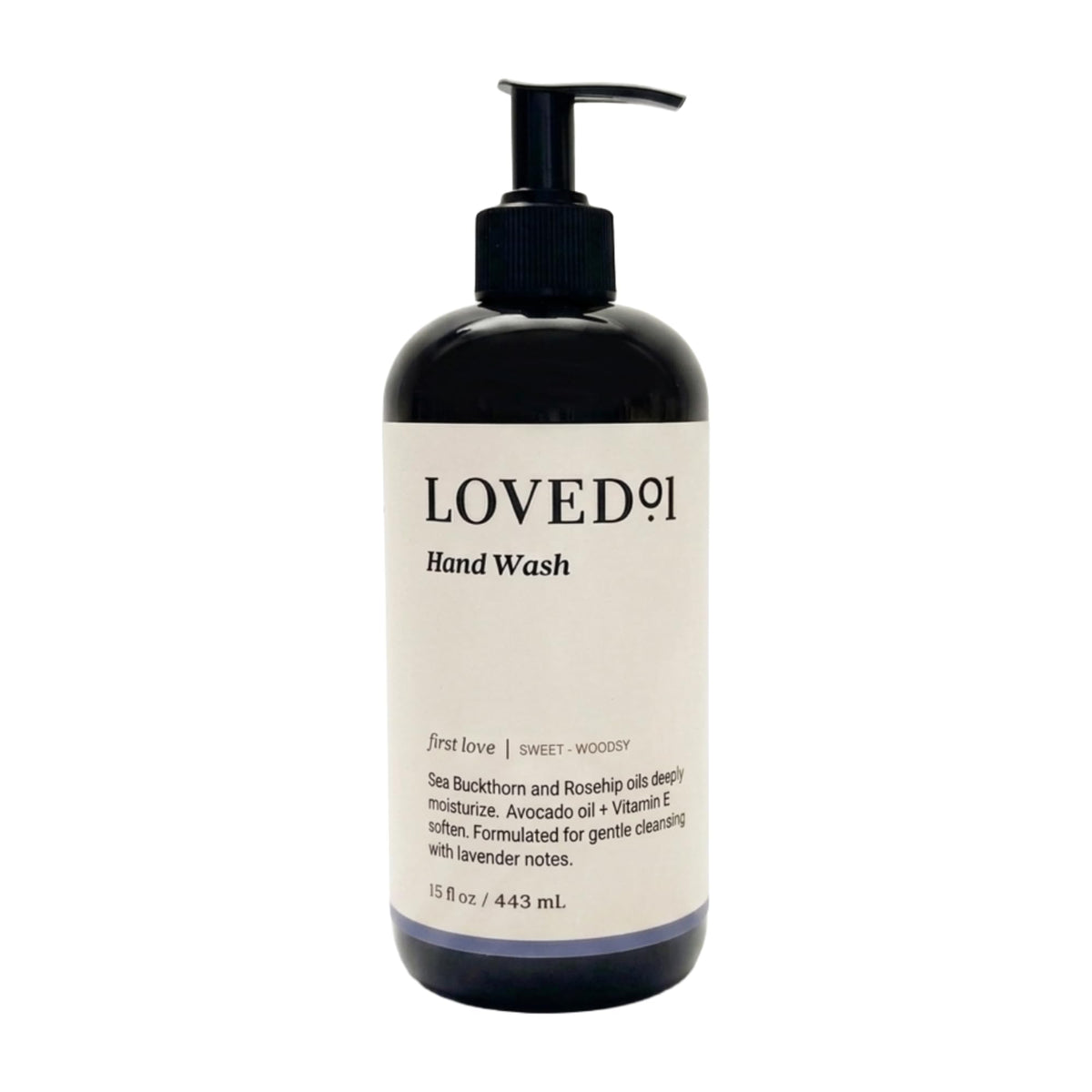 Loved01 front packaging 15 oz bottle showing label and lavender scent benefit