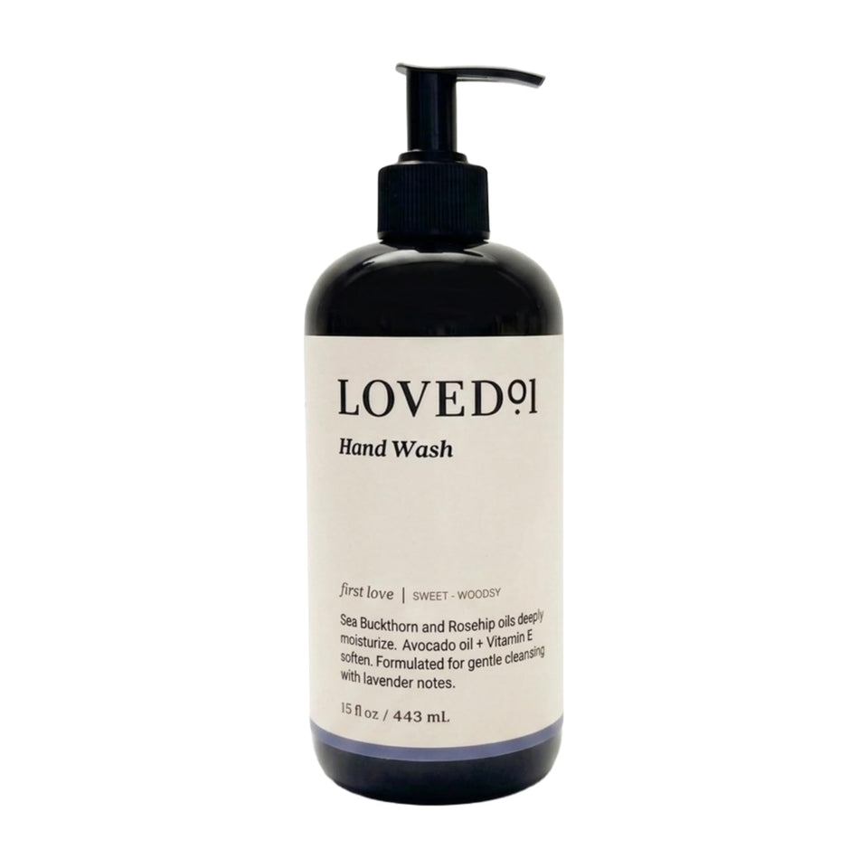 Loved01 front packaging 15 oz bottle showing label and lavender scent benefit