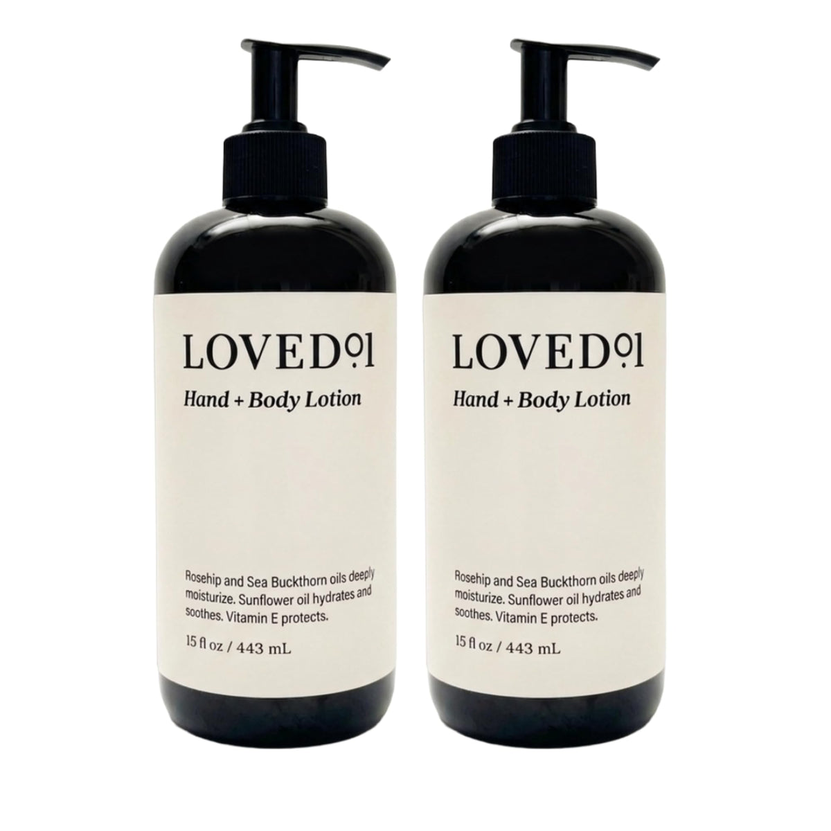 Loved01 front packaging showing 2-pack bottles and clear label, convenient storage benefit