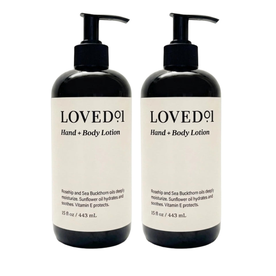 Loved01 front packaging showing 2-pack bottles and clear label, convenient storage benefit