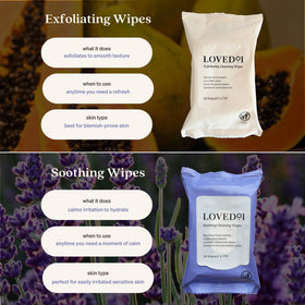 Loved01 open wipe detail with moist texture, convenient no-rinse cleansing benefit
