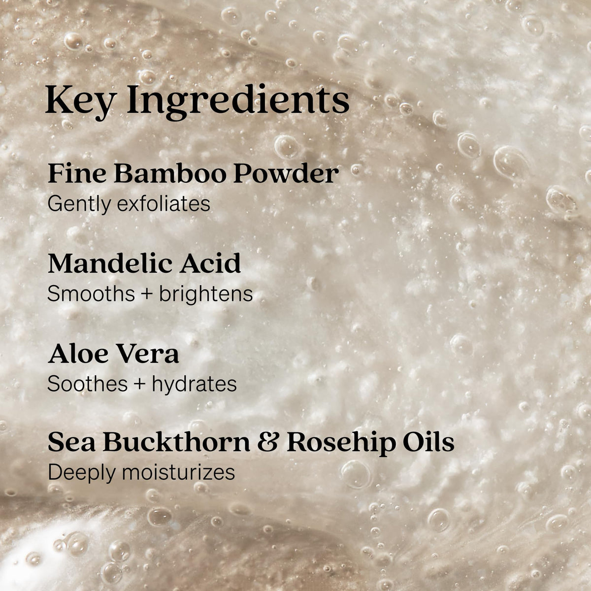 Loved01 texture close-up showing bamboo powder granules and smooth gel
