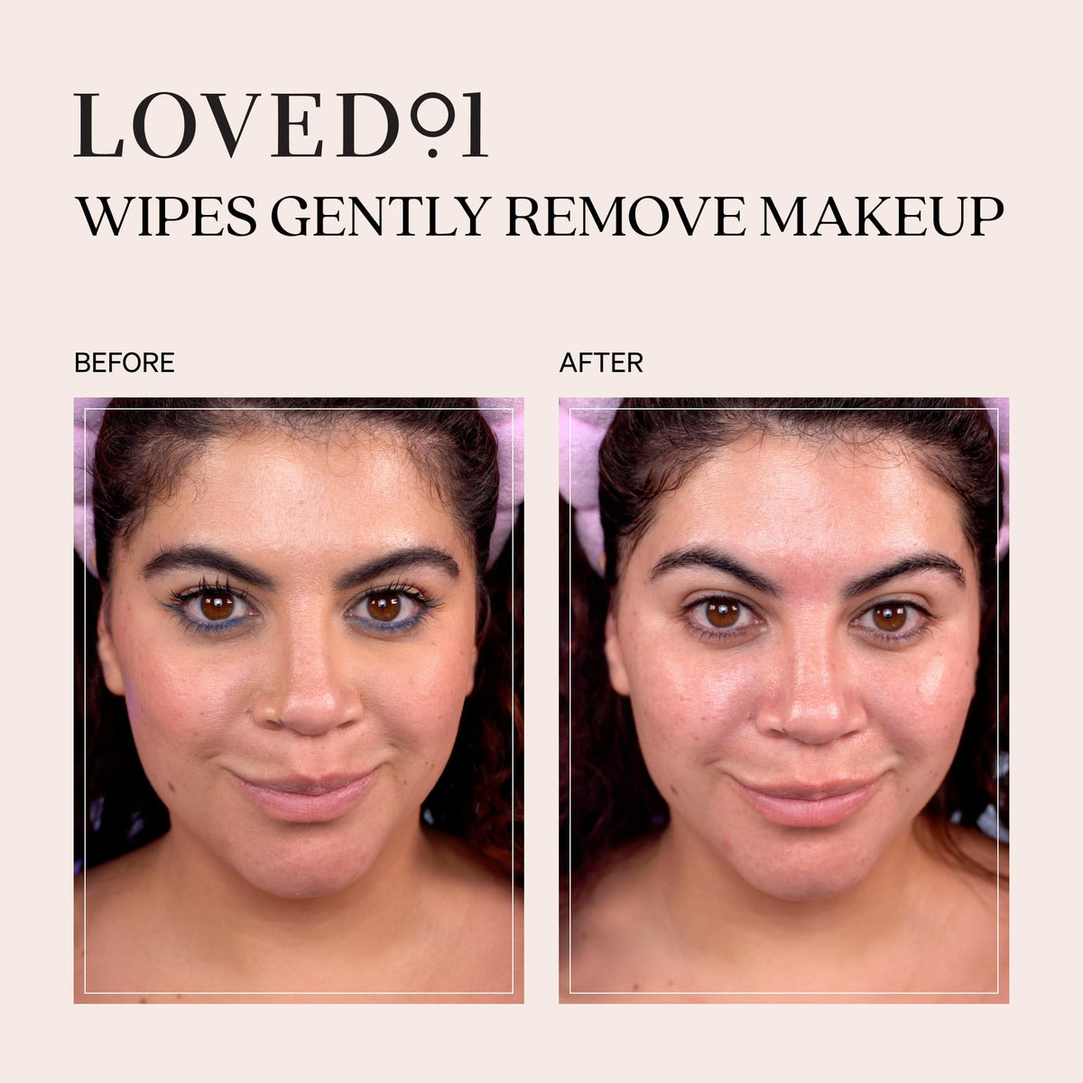 Loved01 wipe in hand removing makeup, quick post-workout freshening benefit