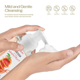 LOVERY foam in hand demonstrating gentle lather and moisturization