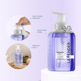 LOVERY foam texture on hand, illustrating creamy lather and moisturizing feel