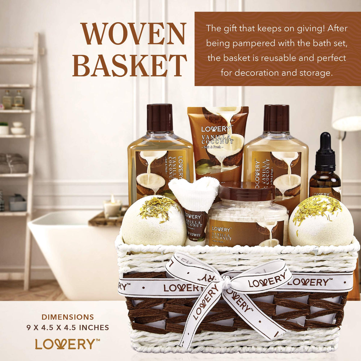 LOVERY lifestyle scene with candle and basket suggesting a serene at-home spa