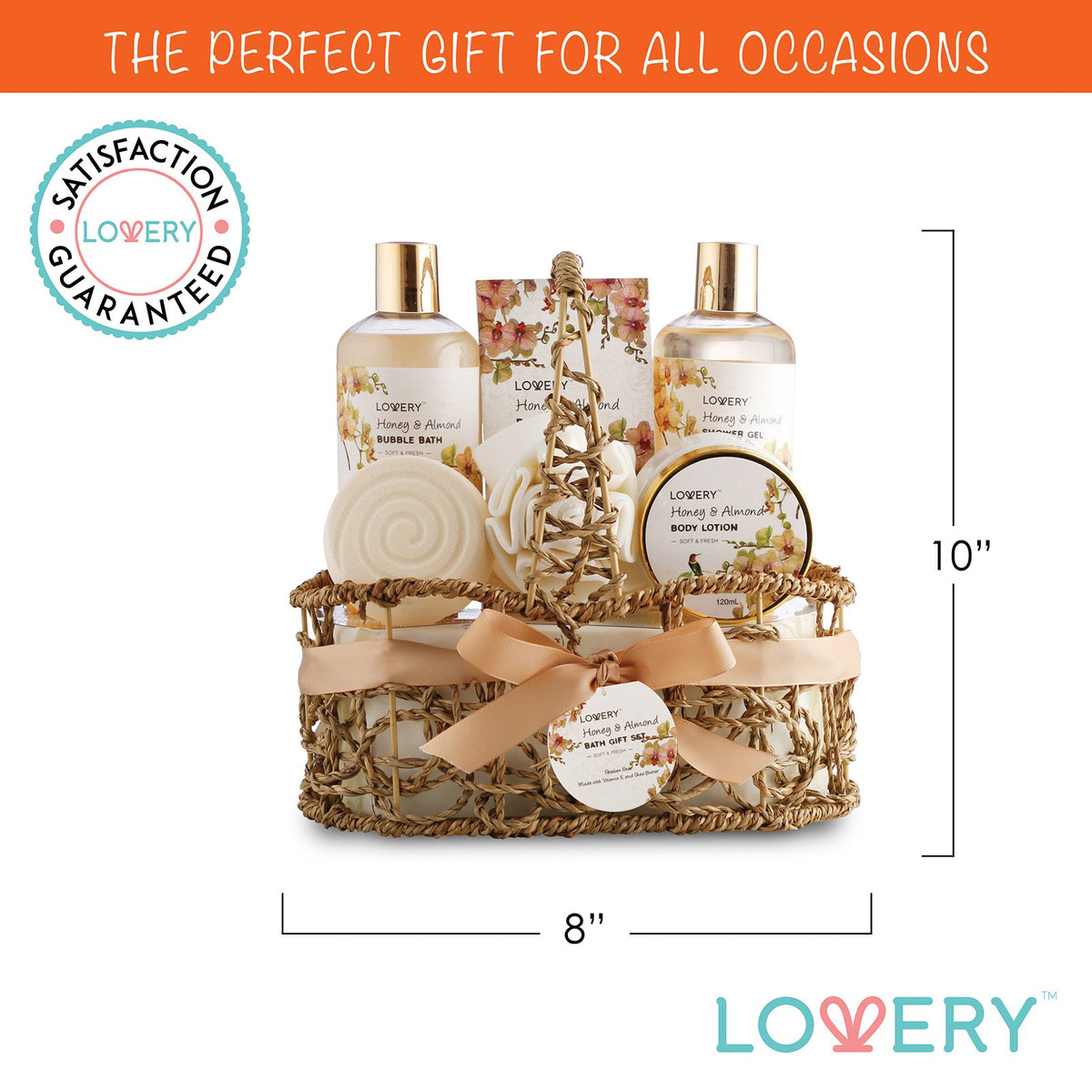 LOVERY lifestyle spa setting with basket on vanity showing ready-to-give luxury