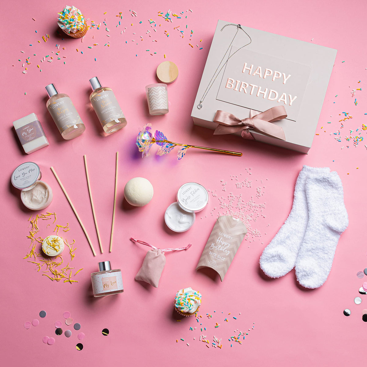 LOVERY gift box in hand showing scale and complete contents for easy gifting