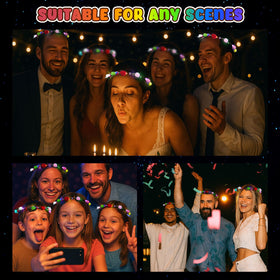 LovesTown group wearing crowns at reception showcasing coordinated party look