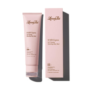 Loving Tan front packaging showing fast 10-minute self tan benefits