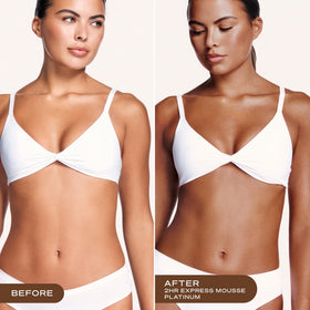 Loving Tan applicator mitt applying mousse for even streak-free benefit