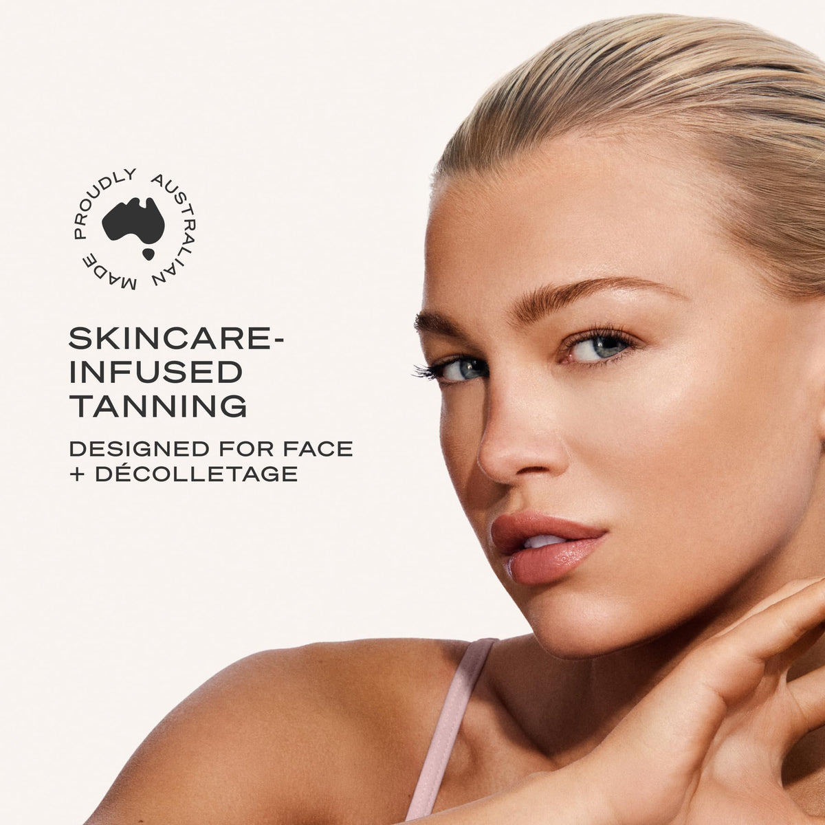 Loving Tan before and after facial comparison showing natural medium tan