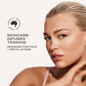 Loving Tan before and after facial comparison showing natural medium tan