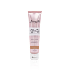 Loving Tan front packaging showing compact bottle and sleek design benefit: easy storage