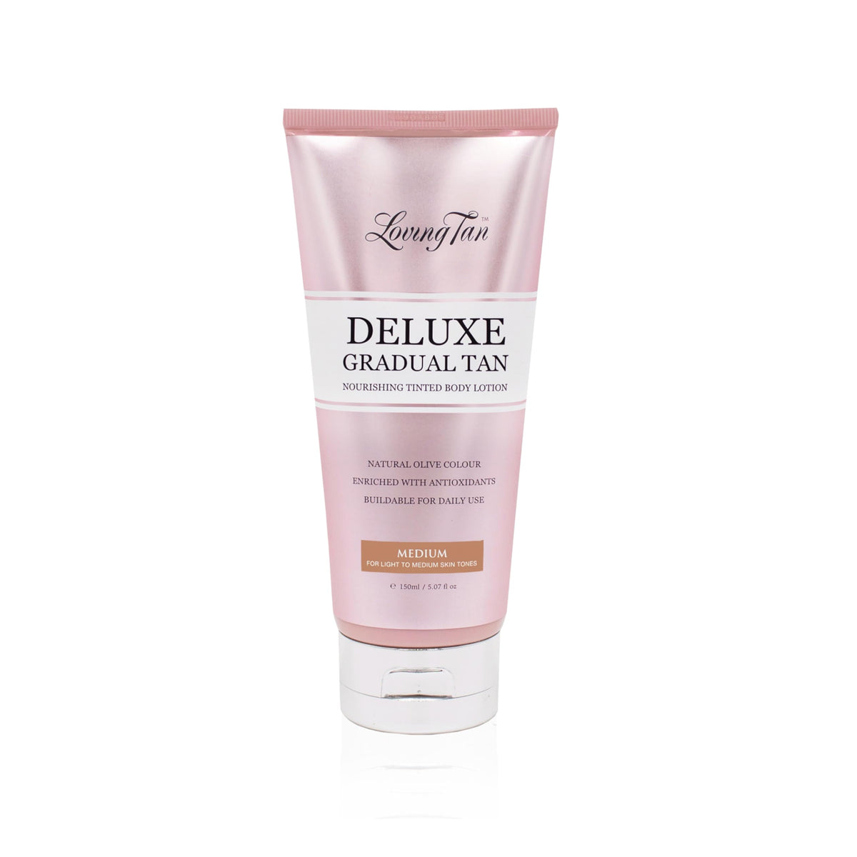 Loving Tan front packaging showing bottle and label, conveys trusted professional formula