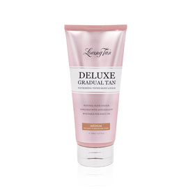 Loving Tan front packaging showing bottle and label, conveys trusted professional formula