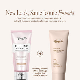 Loving Tan lotion texture close-up highlighting smooth, fast-drying, non-sticky finish