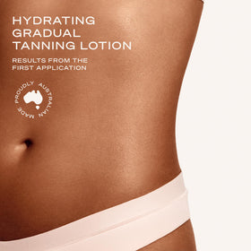 Loving Tan ingredients label close-up showing naturally derived DHA benefit