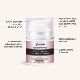 Blending Loving Tan along jawline and neck for seamless transition benefit