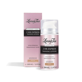 Loving Tan front packaging medium showing bottle and label for quick recognition and trust