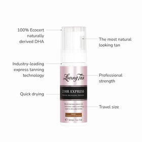 Loving Tan kit held in hand for size comparison showing travel-friendly benefit