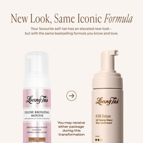 Loving Tan mousse pump releasing foam with visible velvety texture for smooth coverage