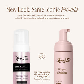 Loving Tan mousse foam texture on fingertip, quick-dry benefit