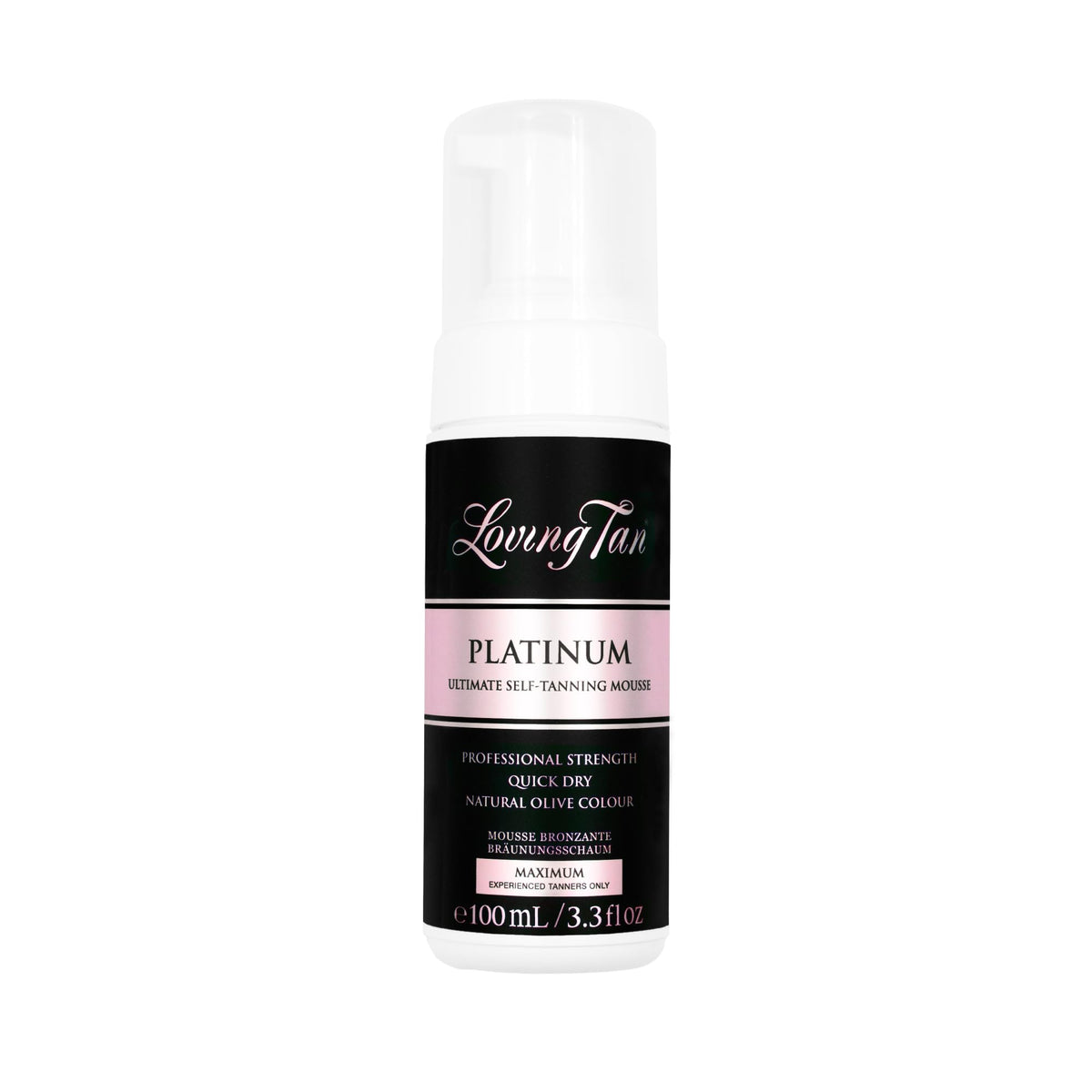 Loving Tan bottle front packaging showing product and benefit of professional tan