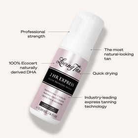 Loving Tan bottle held in hand to show 4 fl oz size and value
