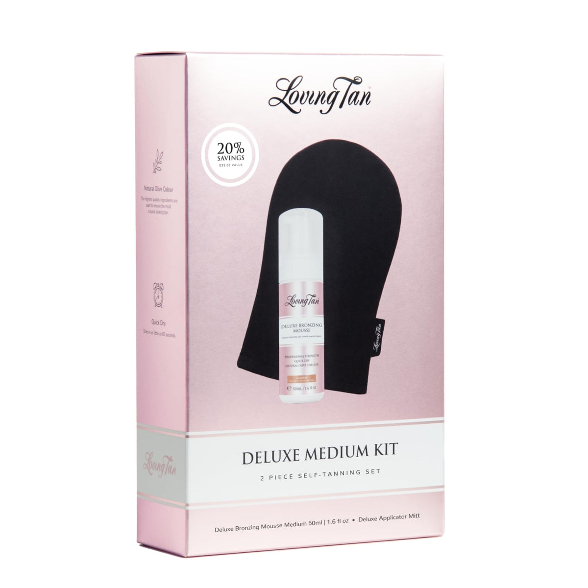Loving Tan with applicator mitt showing easy blending and precise results