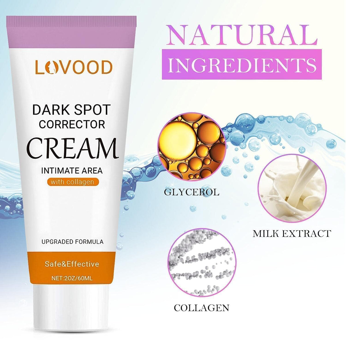 LOVOOD applied to underarm demonstrating gentle brightening effect