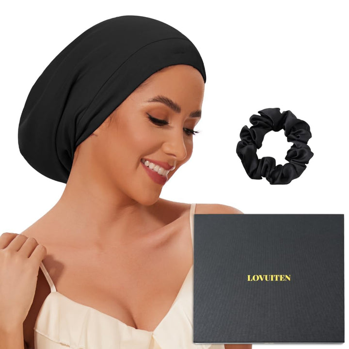 LOVUITEN front packaging showing silk bonnet and premium box, elegant gift-ready benefit