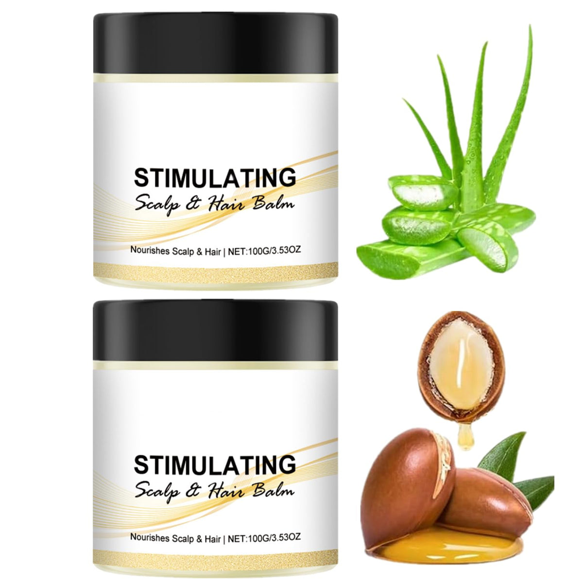 LOYOTICE front packaging showing two 100g balm jars and benefits
