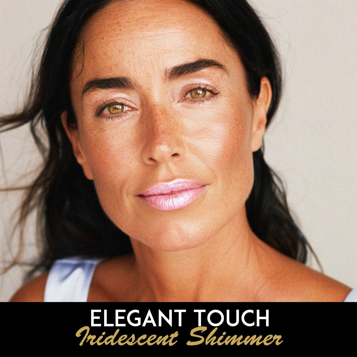 L'Paige close-up of fine shimmer reflecting light for luminous dimension